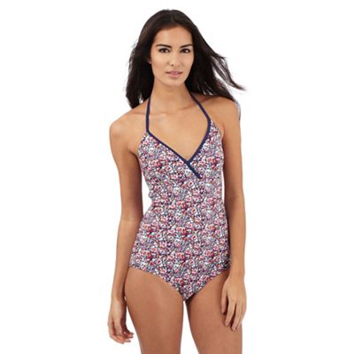 Beach Collection Multi-coloured V neck ditsy print swimsuit